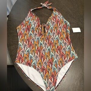 Colorful Leaf Pattern Swimsuit